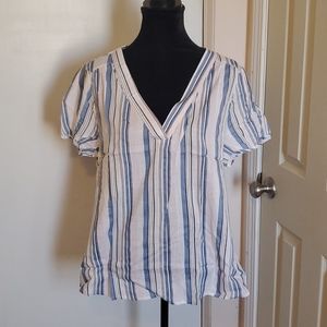 NWT Angela Plus short sleeve spriped blouse